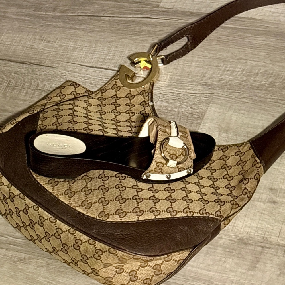 Gucci Monogram  Brown Slide Sandals